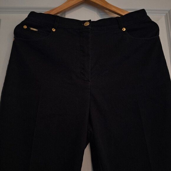 St. John Sport by Marie Gray Wide Leg Chino Pants Black Gold logo 10 - Picture 2 of 11